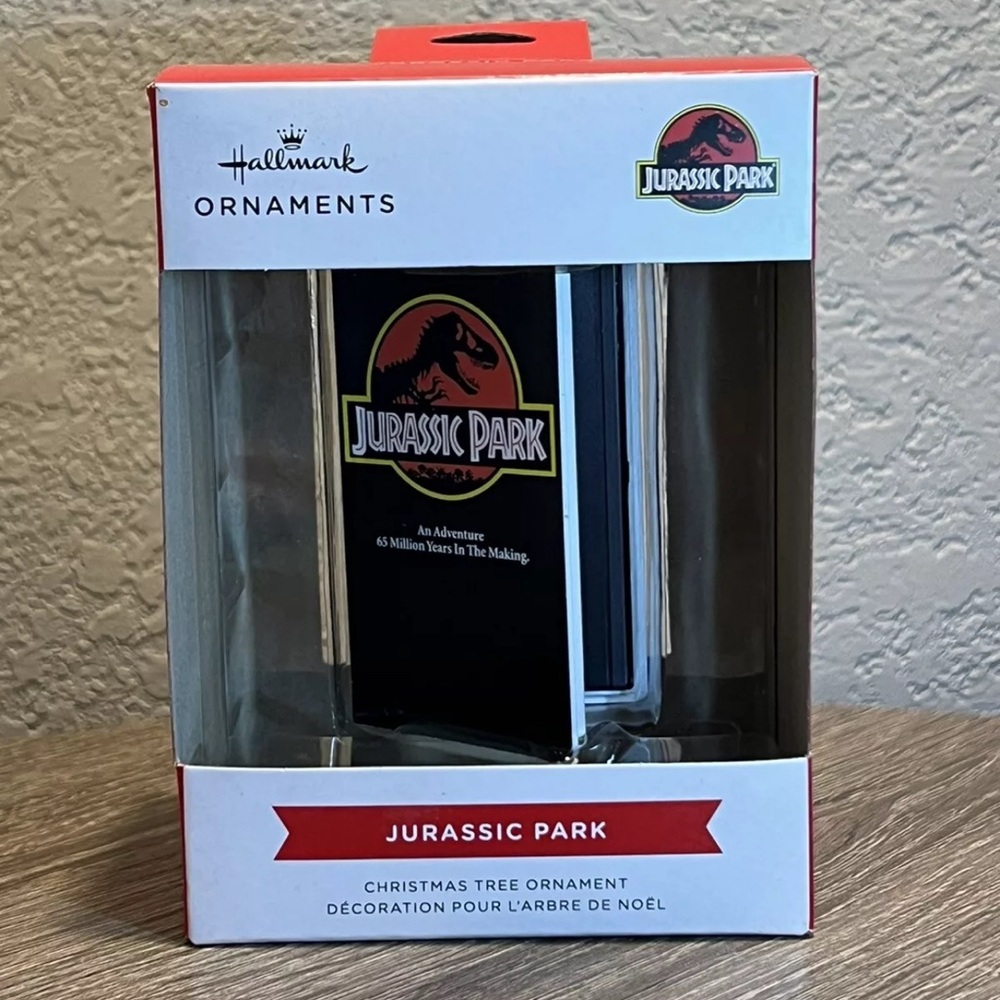 Hallmark Jurassic Park Retro Video Cassette Case VHS Red Box Ornament